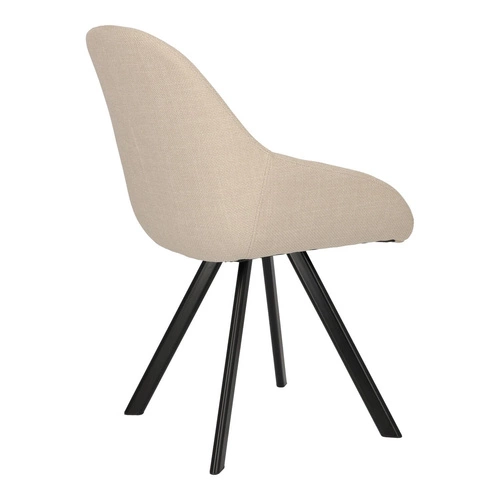 Krzesło tapicerowane Nels beżowe z podłokietnikami do jadalni nowoczesne czarne nogi Intesi