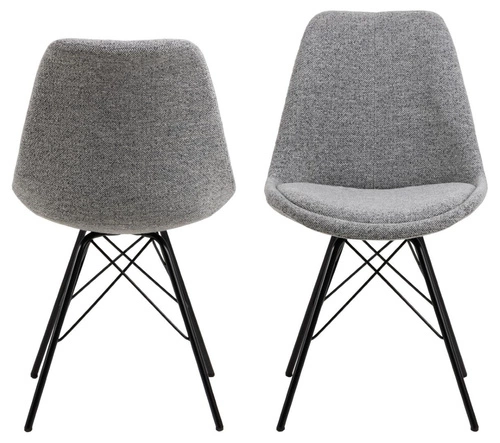 Krzesło tapicerowane Eris Monza szare do jadalni i salonu nowoczesne na czarnych nogach