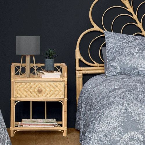 Lampka nocna Molu klasyczna szara z drewnianą podstawą do sypialni i salonu Atmosphera