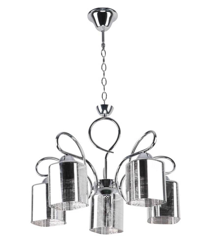 Lampa wisząca Italo chromowy 5x40W E27  klosz srebrny