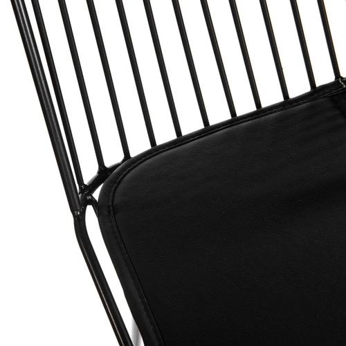 Hoker Dill Low czarny z oparciem, metalowy z ekoskórą, industrialny do kuchni 66 cm Intesi