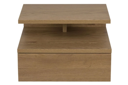 Nowoczesna drewniana szafka nocna Ashlan Wood z szufladą, wisząca do sypialni