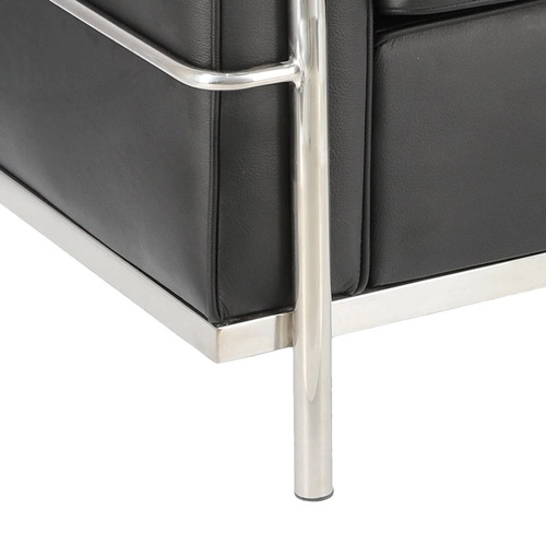 Fotel wypoczynkowy Kubik czarna skóra naturalna nowoczesny do salonu inspirowany LC2