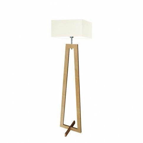 Lampa stojąca do salonu JAWA nowoczesna drewniana z abażurem ecru Lysne 138 cm