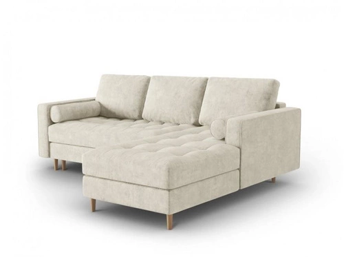 Narożnik z funkcją spania Gobi Beige Structured Fabric prawostronny