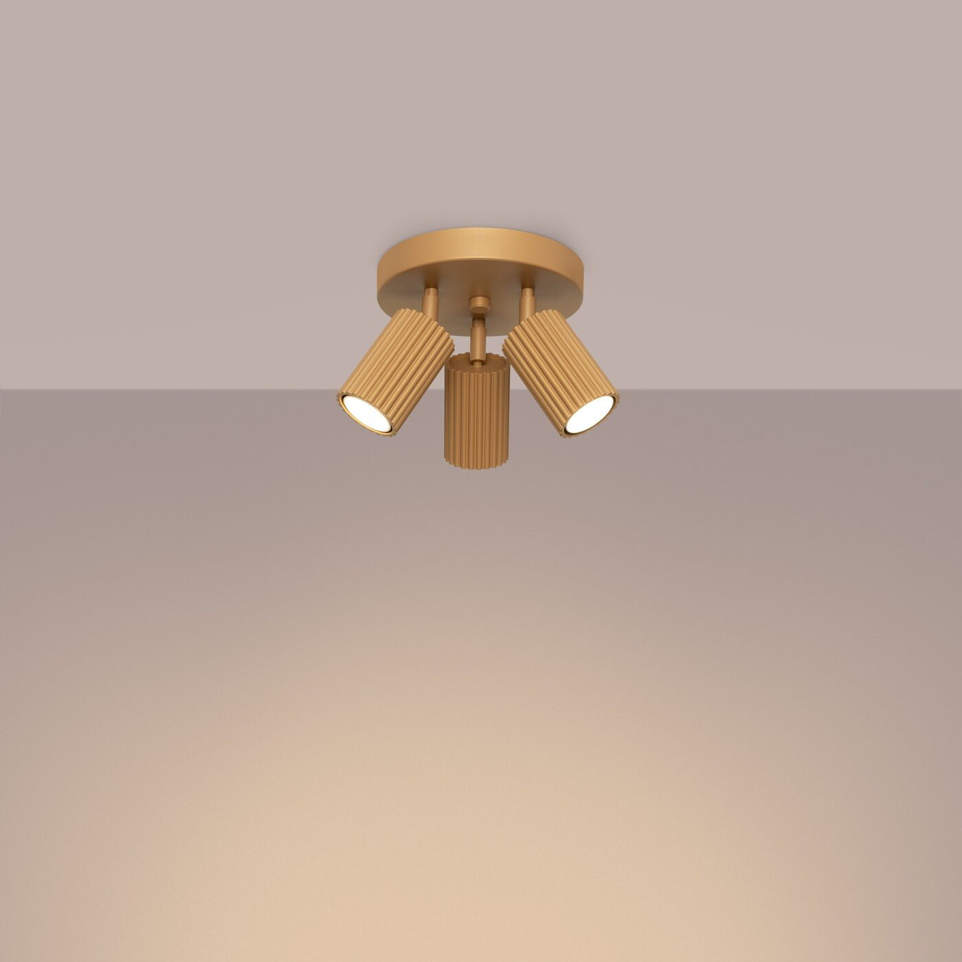 Plafon sufitowy złoty KARBON 3P glamour z ruchomym kloszem do salonu i sypialni