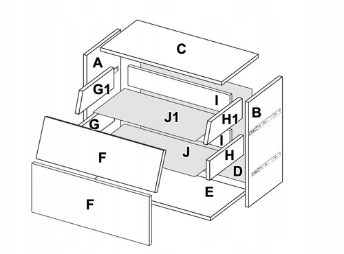 Szafka nocna Intesi Madera 54,4 cm dąb/biały z 2 szufladami i oświetleniem LED w stylu nowoczesnym