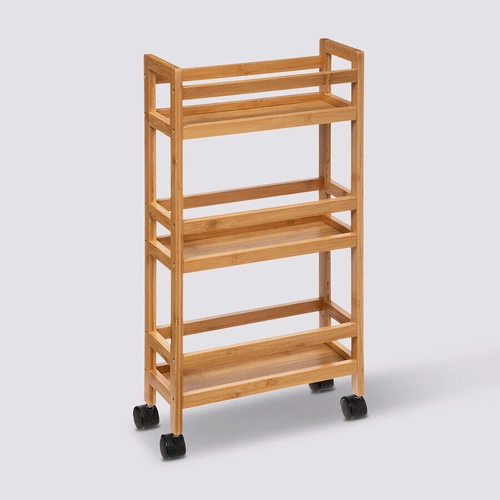 Narrow drewniany wózek łazienkowy na kółkach, pojemny, bambusowy do przechowywania 5five