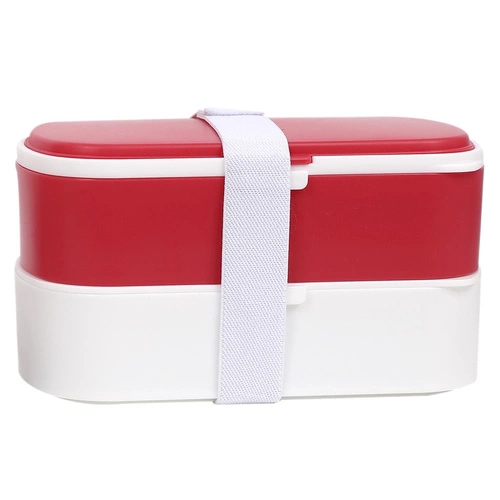 Intesi Zestaw Lunchbox 3-częściowy dwupoziomowy do pracy i szkoły z torbą czerwony