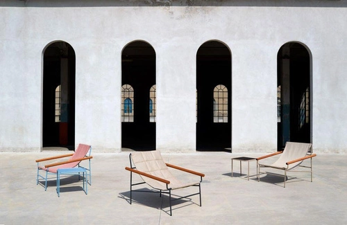 Fotel wypoczynkowy Glam outdoor do ogrodu i na taras, tkanina, styl glamour, z podłokietnikami