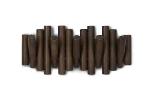 Umbra Picket nowoczesny wieszak ścienny do przedpokoju z drewna orzech 5 haczyków