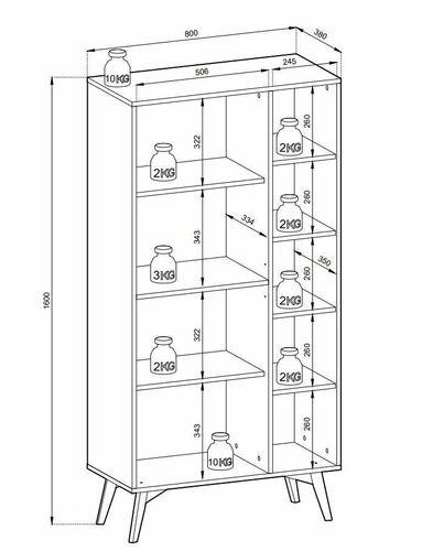 Regał na książki Sage drewniany boho glamour z szafkami do salonu i sypialni szałwiowy