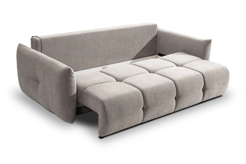 Sofa rozkładana Bode 3 osobowa z funkcją spania i pojemnikiem szara jasna do salonu