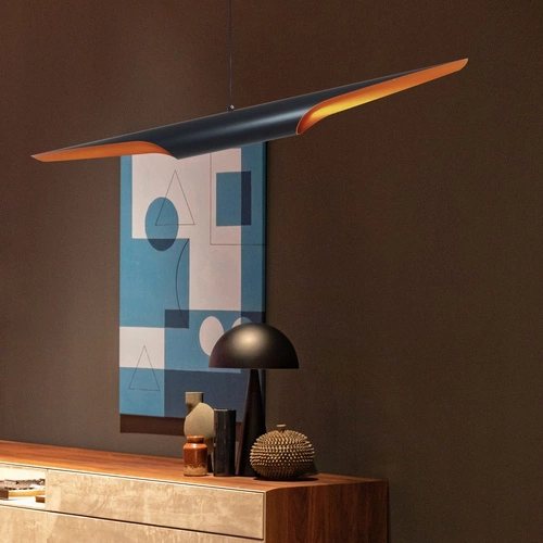 Nowoczesna lampa wisząca BLACK TUBE czarno złota 100 cm do salonu i nad stół