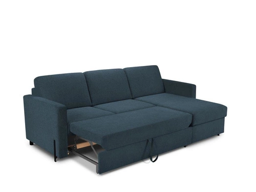 Narożnik z funkcją spania Gabriel Blue Structured Fabric prawostronny
