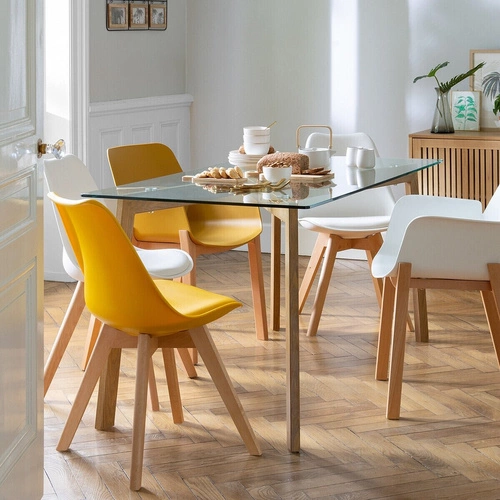 Stół do jadalni Taho Atmosphera nowoczesny szklany transparentny 150 cm na metalowych nogach