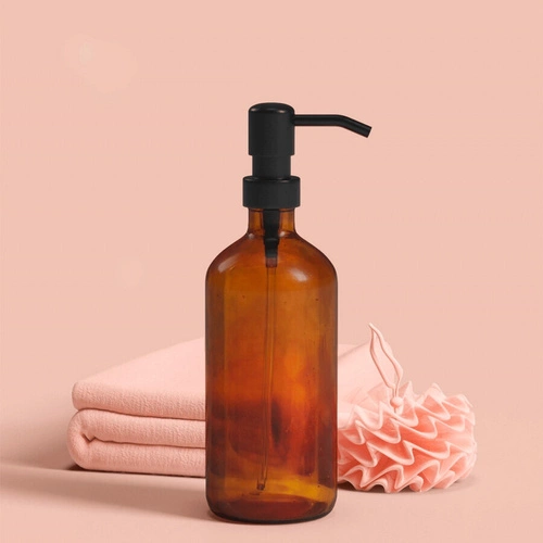 Dozownik do mydła bursztynowy szklany 450ml vintage do łazienki 5five
