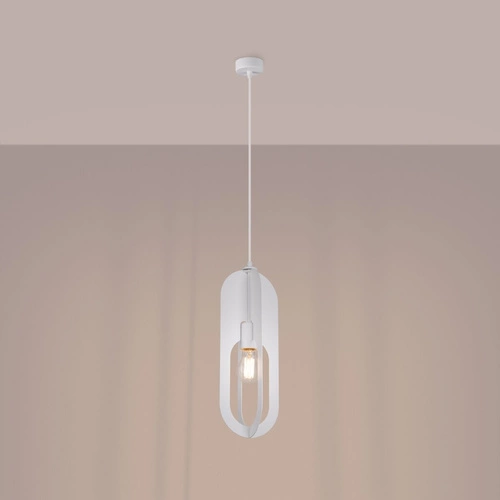 Nowoczesna biała lampa wisząca NICUS 1 do salonu, jadalni lub kuchni metalowa 140 cm