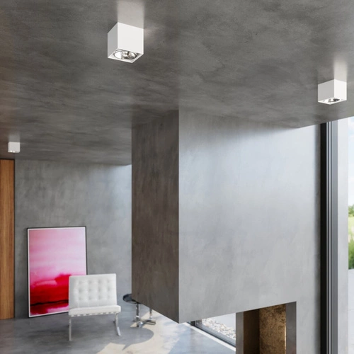 Plafon sufitowy nowoczesny BLAKE biały kwadratowy do kuchni i salonu Sollux 12x12 cm