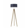 Lampa podłogowa drewniana HAITI granatowy abażur glamour do salonu i sypialni Lysne