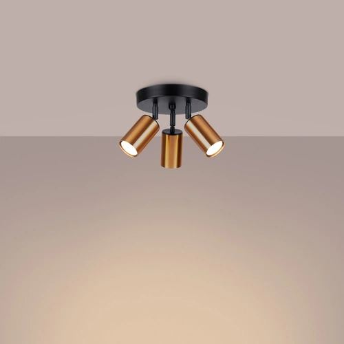 Plafon sufitowy WINX 3P czarny miedź nowoczesny stalowy do salonu i sypialni SOLLUX