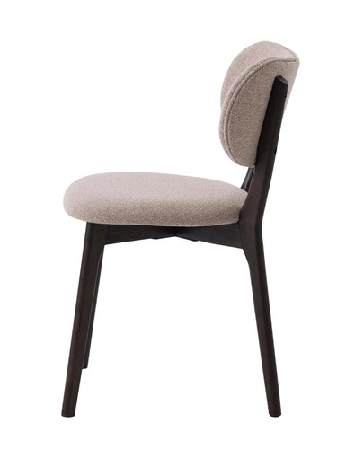 Krzesło tapicerowane Stilo do jadalni beżowe na dębowych nogach