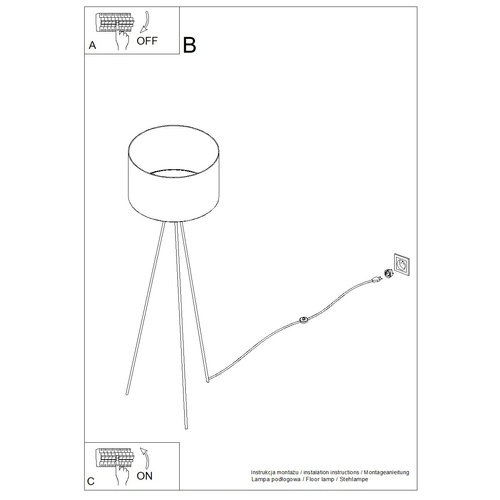 Lampa stojąca do salonu NEVIA granatowa nowoczesna z abażurem na metalowej podstawie