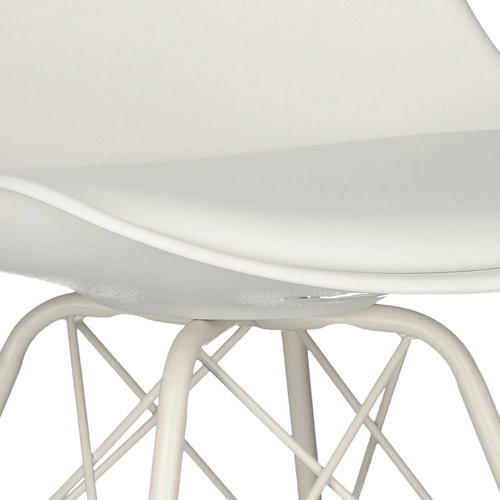 Krzesło do jadalni Eris PP Actona białe nowoczesne z poduszką ze skóry ekologicznej