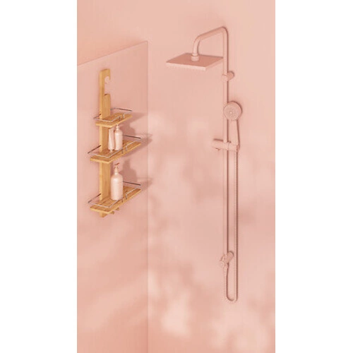 5five simply smart Bambou półka łazienkowa pod prysznic bambusowa 3-poziomowa z haczykami