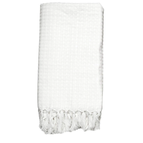 Koc bawełniany Waffle Intesi biały 130x160 cm ciepły pled na łóżko i kanapę