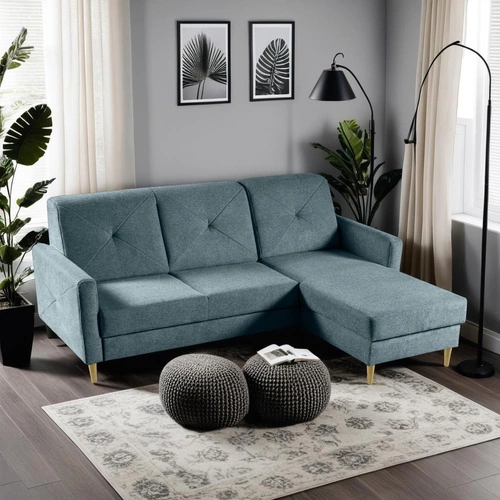 Narożnik Scandi z funkcją spania          niebieska Diosa 75