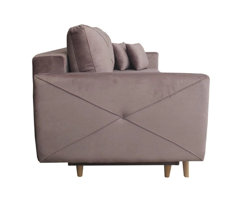 Sofa rozkładana z funkcją spania Saxo różowa do salonu skandynawska z pojemnikiem Intesi