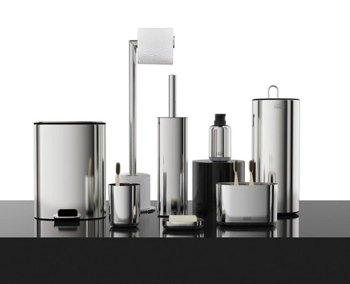 Joseph Joseph Easystore Luxe nowoczesny stojak na papier toaletowy srebrny stalowy do łazienki