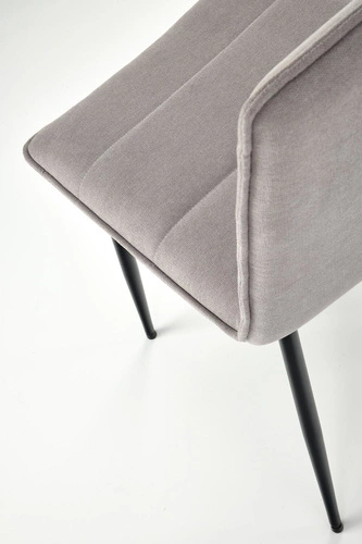 Krzesło tapicerowane Noelle szare do jadalni i salonu nowoczesne na czarnych nogach Intesi