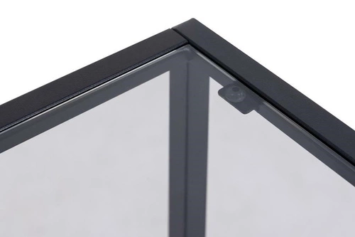 Szafka nocna Actona Randolf czarna z push-to-open, 40 cm, industrialny styl, elegancki blat szklany