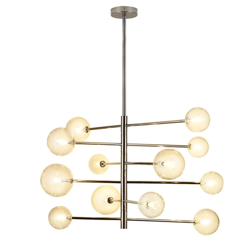 Lampa wisząca SOLA chrom 75 cm nowoczesna szklana do salonu i jadalni Step into Design