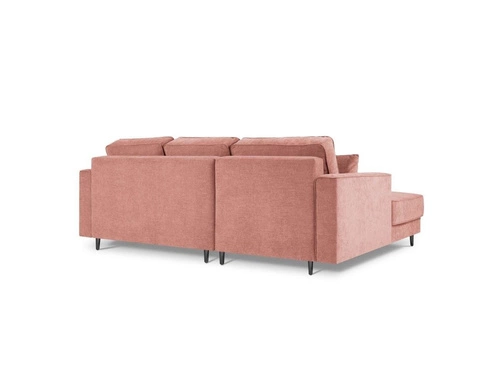 Narożnik z funkcją spania Dunas Pink Structured Fabric Lewostronna kolor nóg czarny
