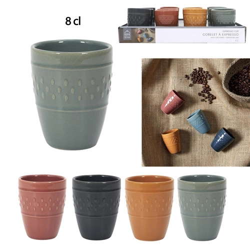 Kubek ceramiczny do espresso Queso 100 ml czerwony nowoczesny styl Intesi