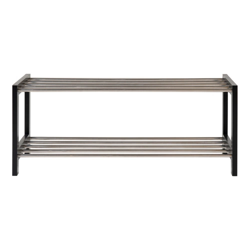 Czarna półka na buty Padova Intesi do przedpokoju metalowo-drewniana klasyczna 78 cm