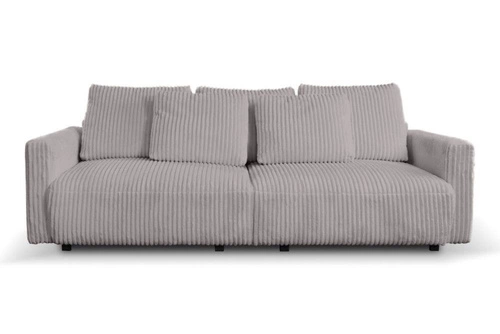 Sofa rozkładana z funkcją spania Loppie sztruksowa szara jasna do salonu nowoczesna