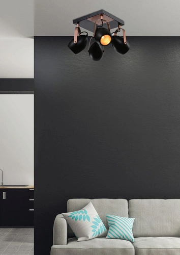 Plafon sufitowy czarny Anica CANDELLUX nowoczesny do salonu i sypialni 32 cm 4xE14