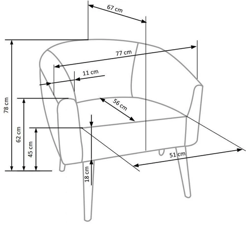 Fotel wypoczynkowy Eder kremowy welur do salonu nowoczesny z podłokietnikami Intesi