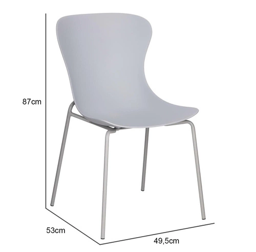 Krzesło do jadalni Diapo Intesi szare nowoczesne z polipropylenu łatwe czyszczenie