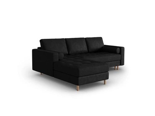 Narożnik z funkcją spania Gobi Black Leather Imitation lewostronny
