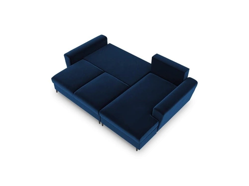 Narożnik z funkcją spania Moghan Royal Blue Velvet Prawostronna kolor nóg czarny