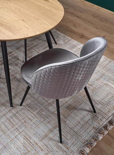 Stół rozkładany do jadalni Lora nowoczesny dąb złoty czarne nogi 120-160 cm Intesi