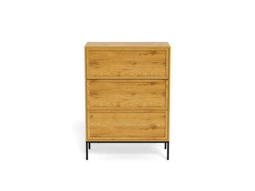 Komoda Palmdale dąb naturalny czarna nowoczesna 3 szuflady 80 cm