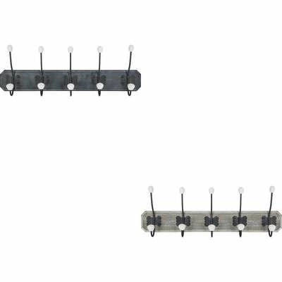 Wieszak ścienny do przedpokoju Ruben jasny szary 5 haczyków vintage Atmosphera MDF