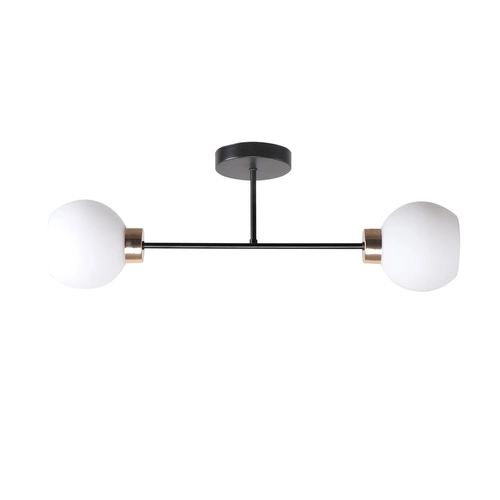 Lampa sufitowa Amanda czarny+złoty 2x40  E27 klosz biały