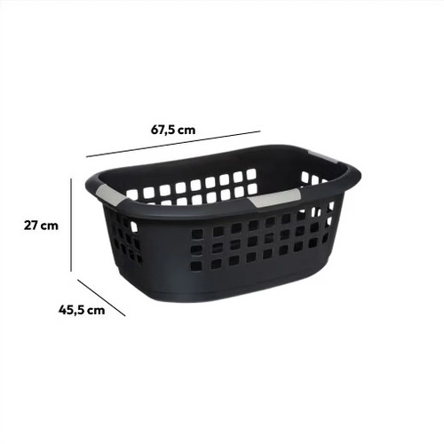 Kosz na pranie do łazienki Hugger 51 l czarny z uchwytami nowoczesny 5five simply smart